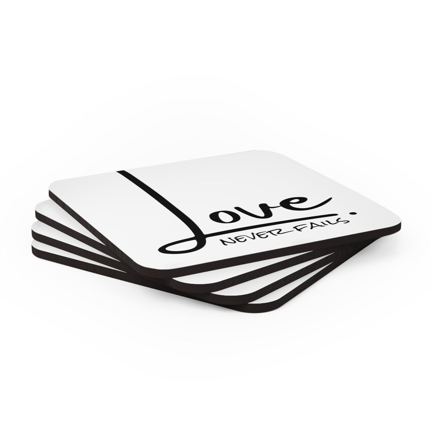 Coaster Set of 4 for Drinks Love Never Fails-3