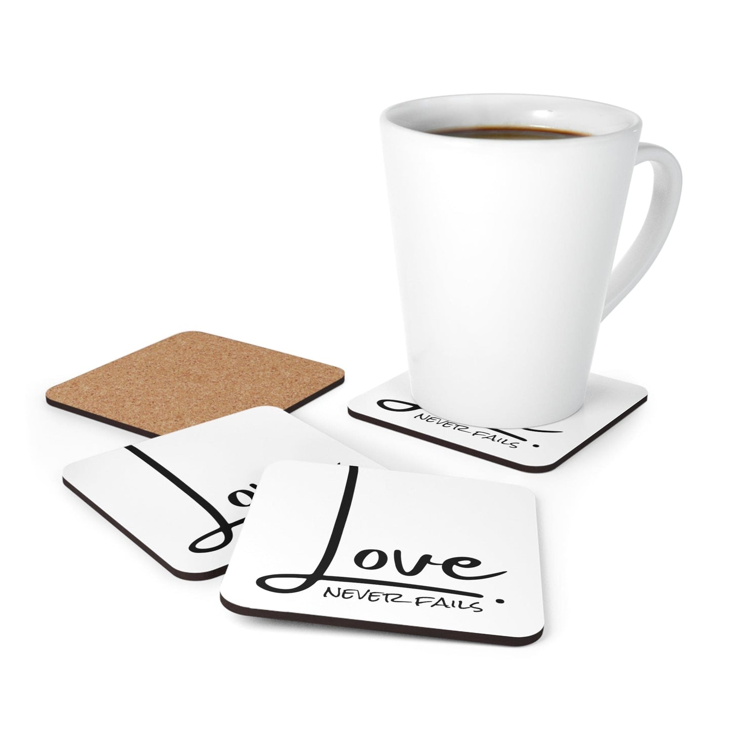 Coaster Set of 4 for Drinks Love Never Fails-4