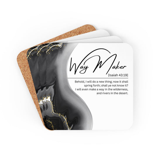 Coaster Set of 4 for Drinks Way Maker Grey Print-0