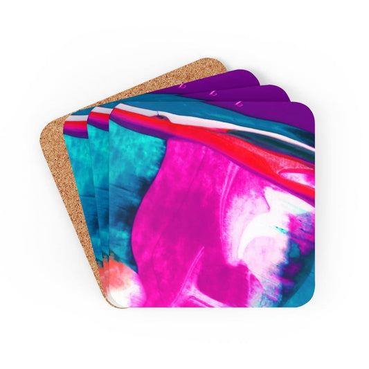 Corkwood Coaster 4 Piece Set - Multicolor Abstract Style Coasters-0