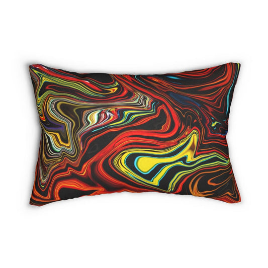 Decorative Lumbar Throw Pillow - Multicolor Marble Pattern-0